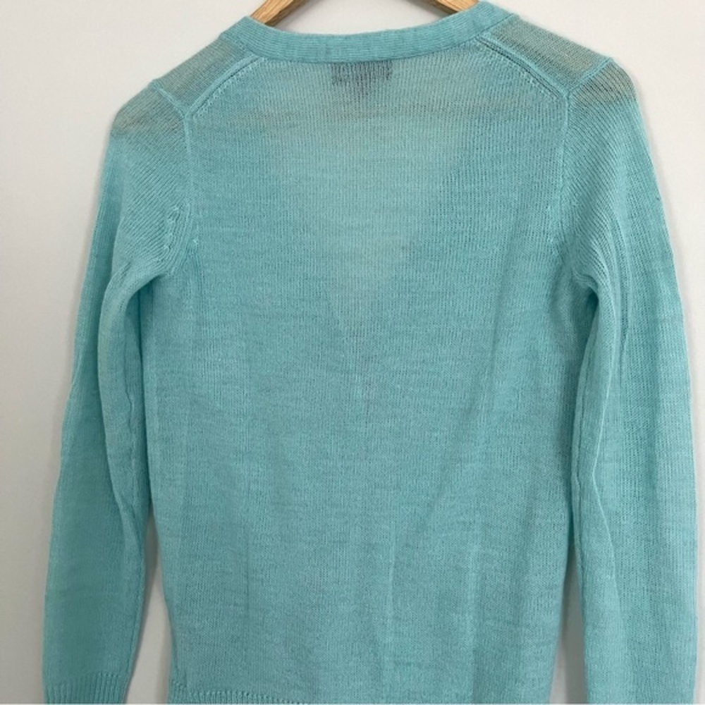 J. Crew Italian Spun Alpaca Blend Jewel Button Cardigan Aquamarine, Size XS NWOT - Picture 5 of 9
